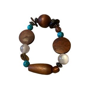 Beaded Bracelet Brown and Teal